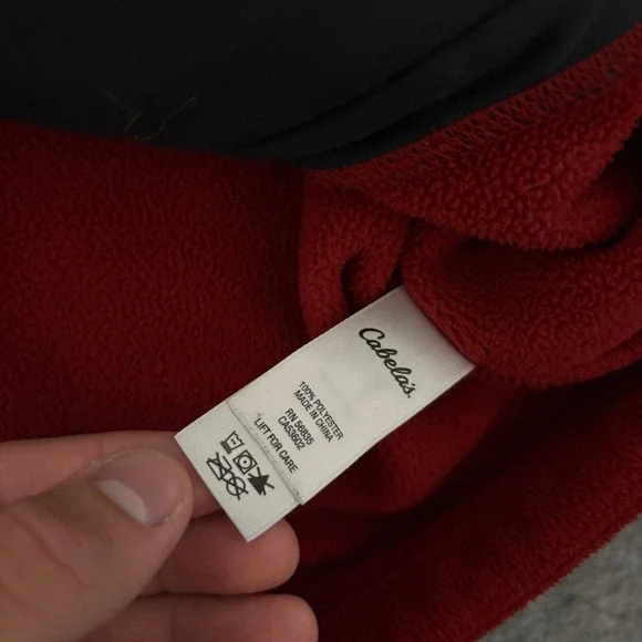 Cabelas Mens Polartec Fleece Jacket Red Full Zip Chest Pocket XL Outdoor Hiking - Picture 10 of 10